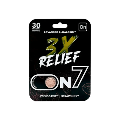 On7 1ct 7OH & Pseudo Red Strawberry 3x Relief Tabs 30mg per Tablet