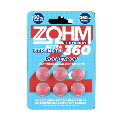 ZOHM 7-HYDROXYMITRAGYNINE EXTRA STRENGTH TABLETS 6CT / 60MG EACH – ROCKET POP