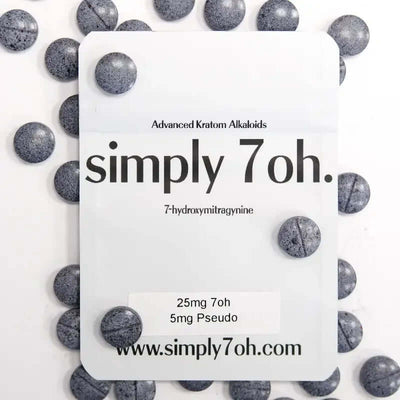 Simply7oh 7-Hydroxymitragynine + Psuedo Bubblegum 25ct Tabs 25mg + 5mg Per Tablet