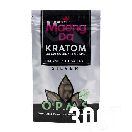 O.P.M.S. SILVER KRATOM CAPSULES 30CT / 18G / 0.63OZ - MAENG DA RED VEIN