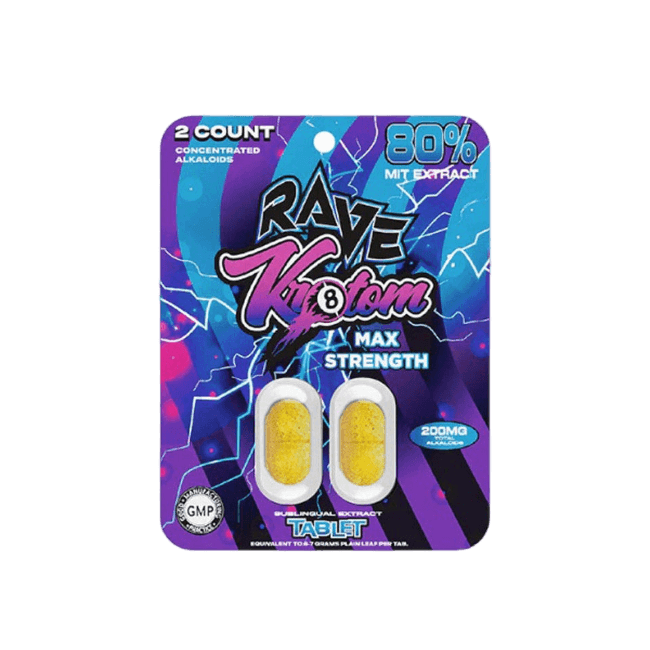 RAVE KRATOM MAX STRENGTH 2CT - 80% MIT EXTRACT (200MG TOTAL ALKALOIDS)