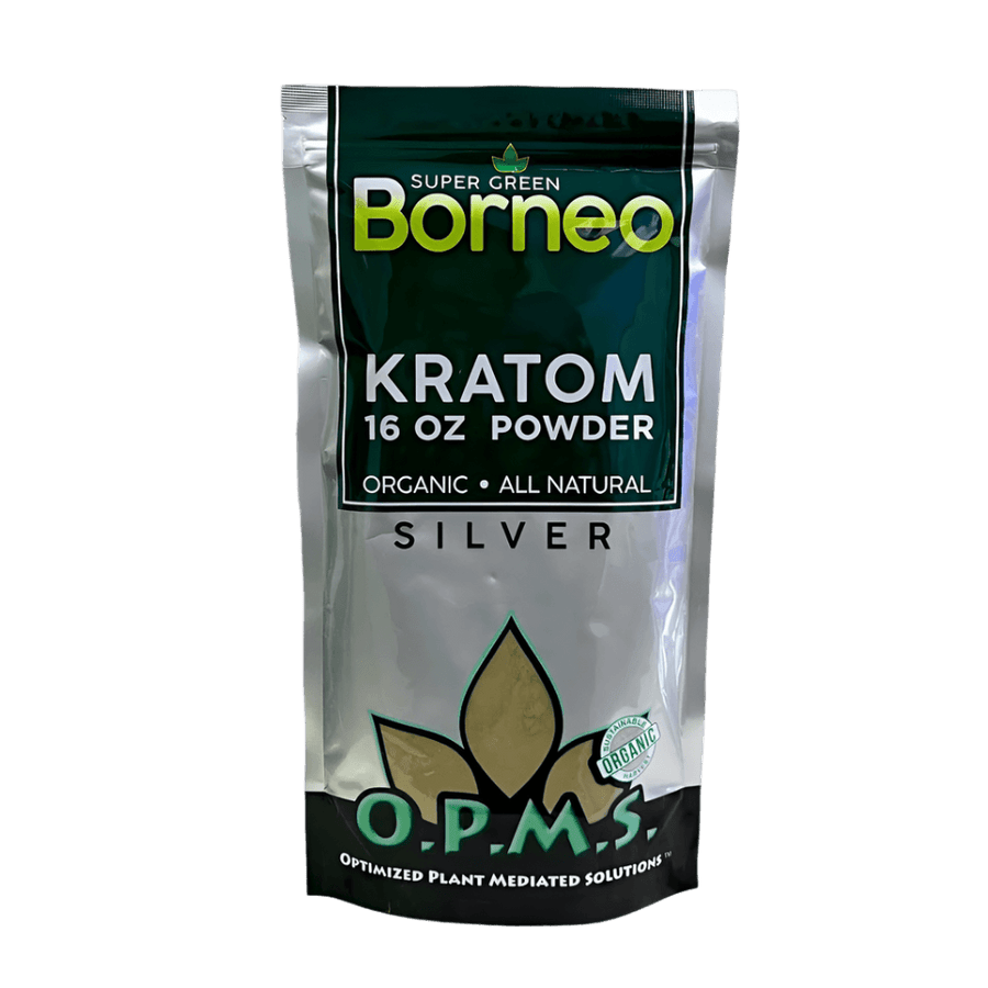 O.P.M.S. SILVER KRATOM POWDER 16OZ - BORNEO SUPER GREEN VEIN