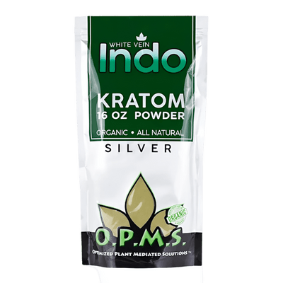 O.P.M.S. SILVER KRATOM POWDER 16OZ - INDO WHITE VEIN