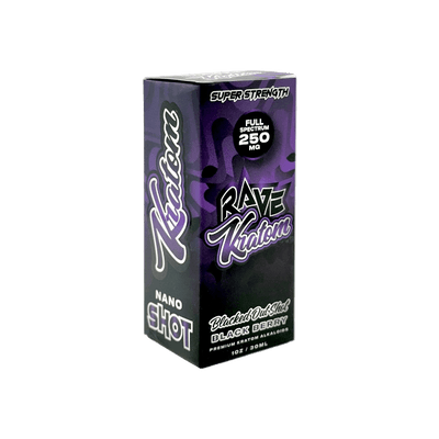 RAVE KRATOM BLACKED OUT SHOT 1OZ - BLACKBERRY (FULL SPECTRUM, 250MG)
