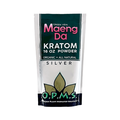 O.P.M.S. SILVER KRATOM POWDER 16OZ - MAENG DA GREEN VEIN