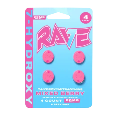 Rave 7-Hydroxymitragynine Chewable Tabs 4ct 20mg per Tablet
