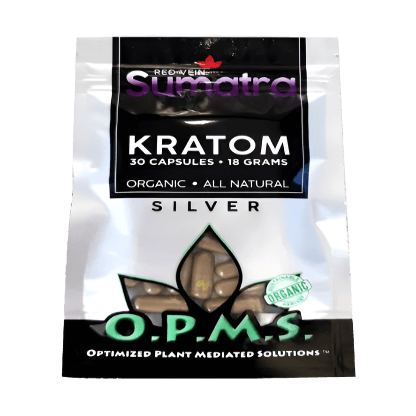 O.P.M.S. SILVER KRATOM CAPSULES 30CT / 18G / 0.63OZ - SUMATRA RED VEIN