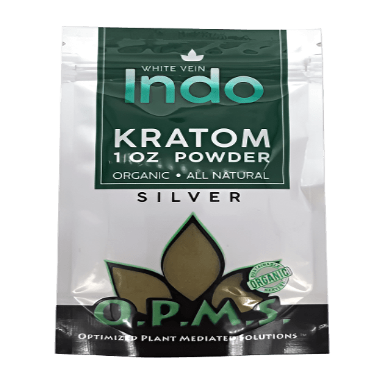 O.P.M.S. SILVER KRATOM POWDER 1OZ - INDO WHITE VEIN