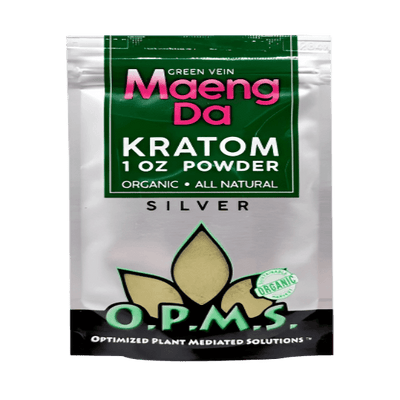 O.P.M.S. SILVER KRATOM POWDER 1OZ - MAENG DA GREEN VEIN
