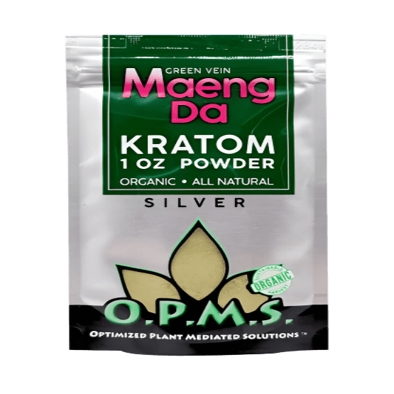 O.P.M.S. SILVER KRATOM POWDER 1OZ - MAENG DA GREEN VEIN