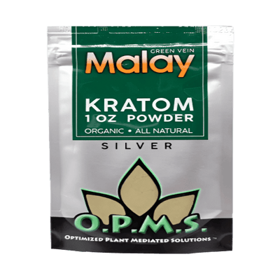 O.P.M.S. SILVER KRATOM POWDER 1OZ - MALAY GREEN VEIN