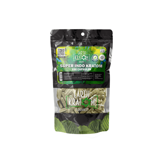 EARTH KRATOM CAPSULES 150CT - INDO SUPER GREEN VEIN
