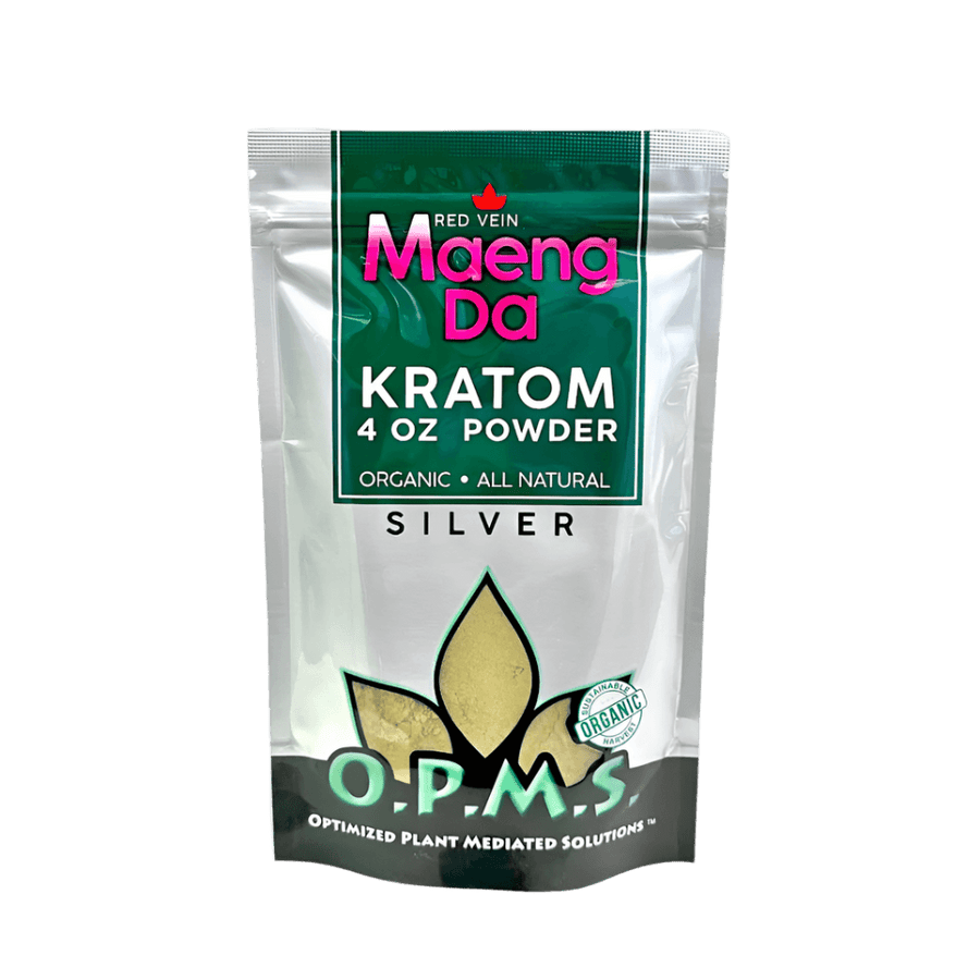 O.P.M.S. SILVER KRATOM POWDER 4OZ - MAENG DA RED VEIN
