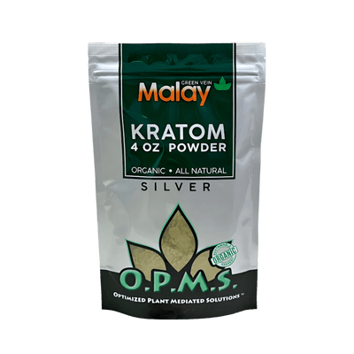 O.P.M.S. SILVER KRATOM POWDER 4OZ - MALAY GREEN VEIN