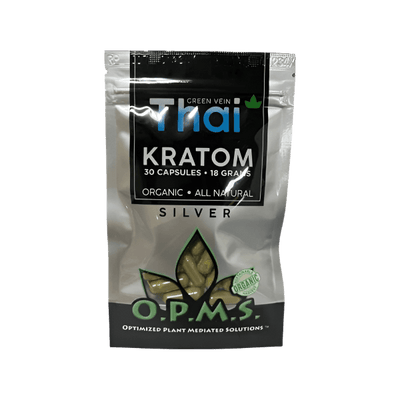 O.P.M.S. SILVER KRATOM CAPSULES 30CT / 18G / 0.63OZ - THAI GREEN VEIN