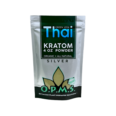 O.P.M.S. SILVER KRATOM POWDER 4OZ - THAI GREEN VEIN