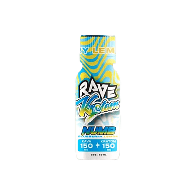 RAVE KRATOM NUMB 2OZ - BLUEBERRY LEMON (KAVA 150MG + KRATOM 150MG)