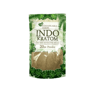 REMARKABLE HERBS KRATOM POWDER 20OZ - INDO GREEN VEIN