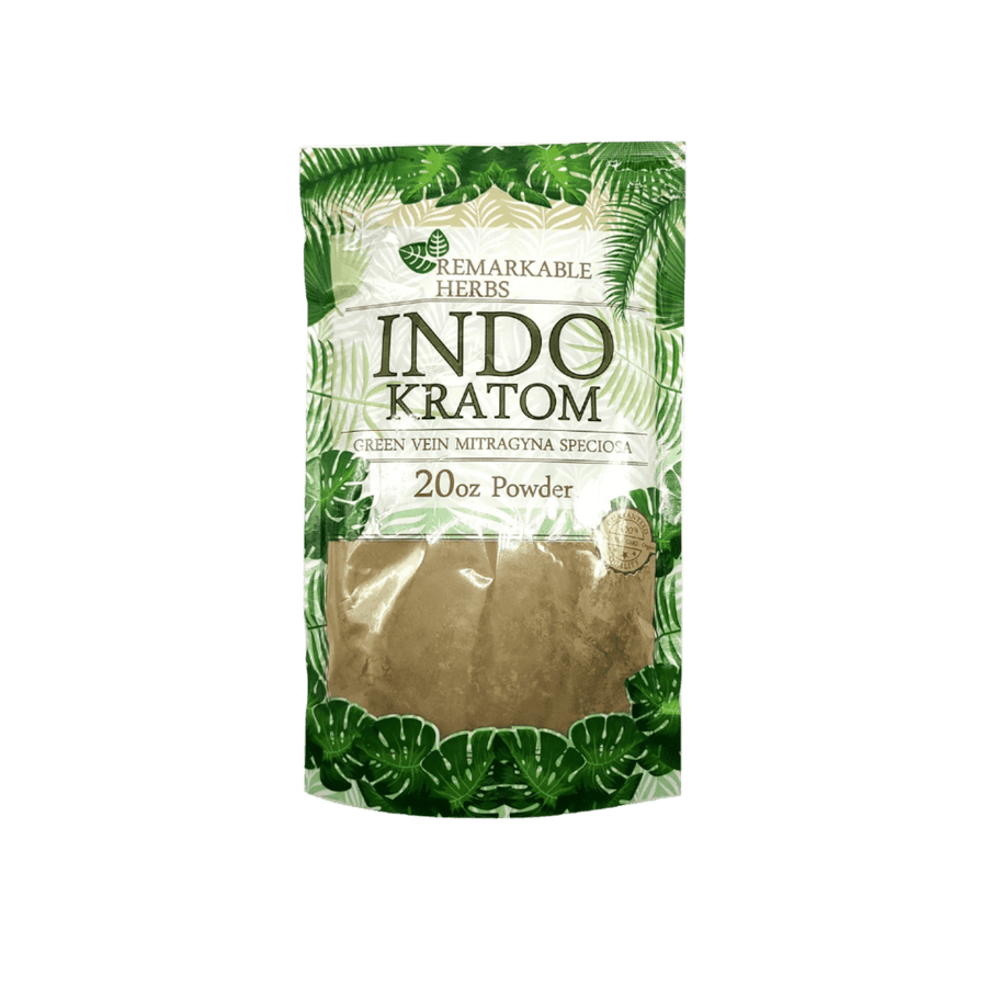 REMARKABLE HERBS KRATOM POWDER 20OZ - INDO GREEN VEIN