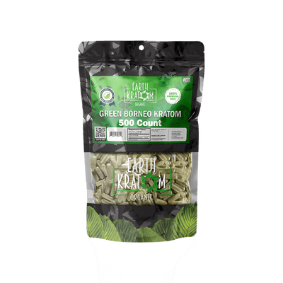 EARTH KRATOM CAPSULES 500CT - BORNEO GREEN VEIN