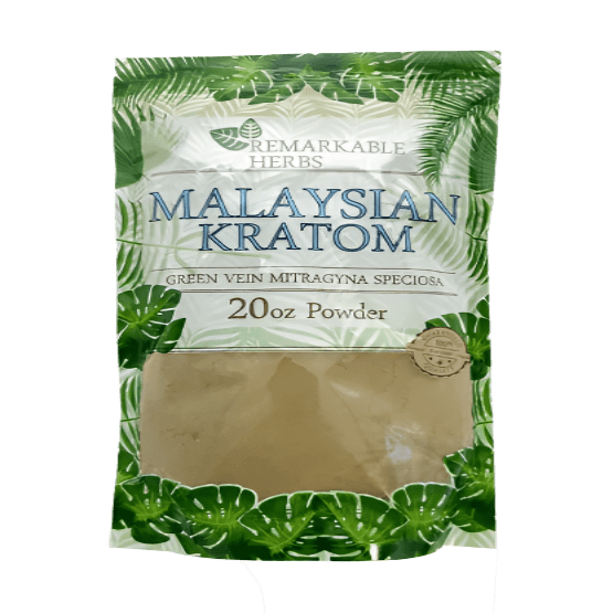 REMARKABLE HERBS KRATOM POWDER 20OZ - MALAYSIAN GREEN VEIN
