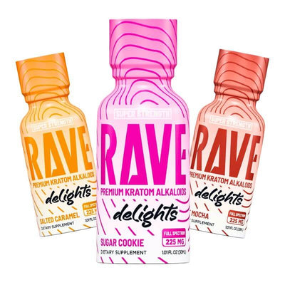 Rave Super Strength Kratom Alkaloids Delights Shot 225mg - 30ml