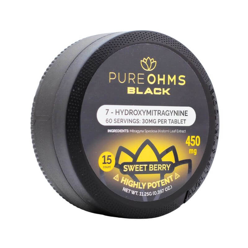 Pure Ohms Black Highly Potent 7-Hydroxymitragynine Tablets 15ct 30mg Per Tablet
