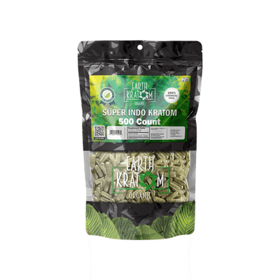 EARTH KRATOM CAPSULES 500CT - INDO SUPER GREEN VEIN