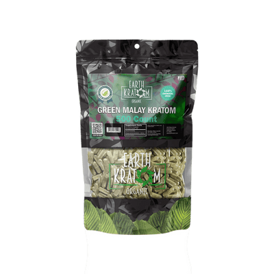 EARTH KRATOM CAPSULES 500CT - MALAY GREEN VEIN