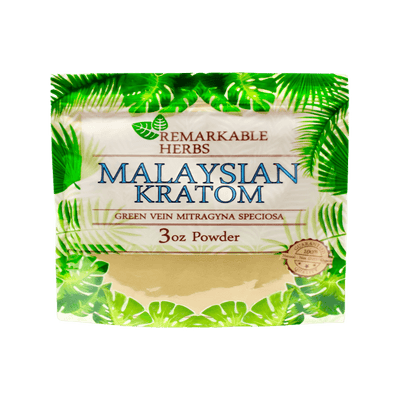 REMARKABLE HERBS KRATOM POWDER 3OZ - MALAYSIAN GREEN VEIN