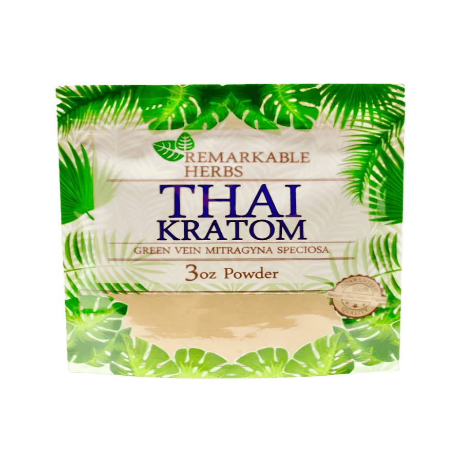 REMARKABLE HERBS KRATOM POWDER 3OZ - THAI GREEN VEIN