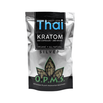 O.P.M.S. SILVER KRATOM CAPSULES 480CT / 288G / 10.16OZ - THAI GREEN VEIN
