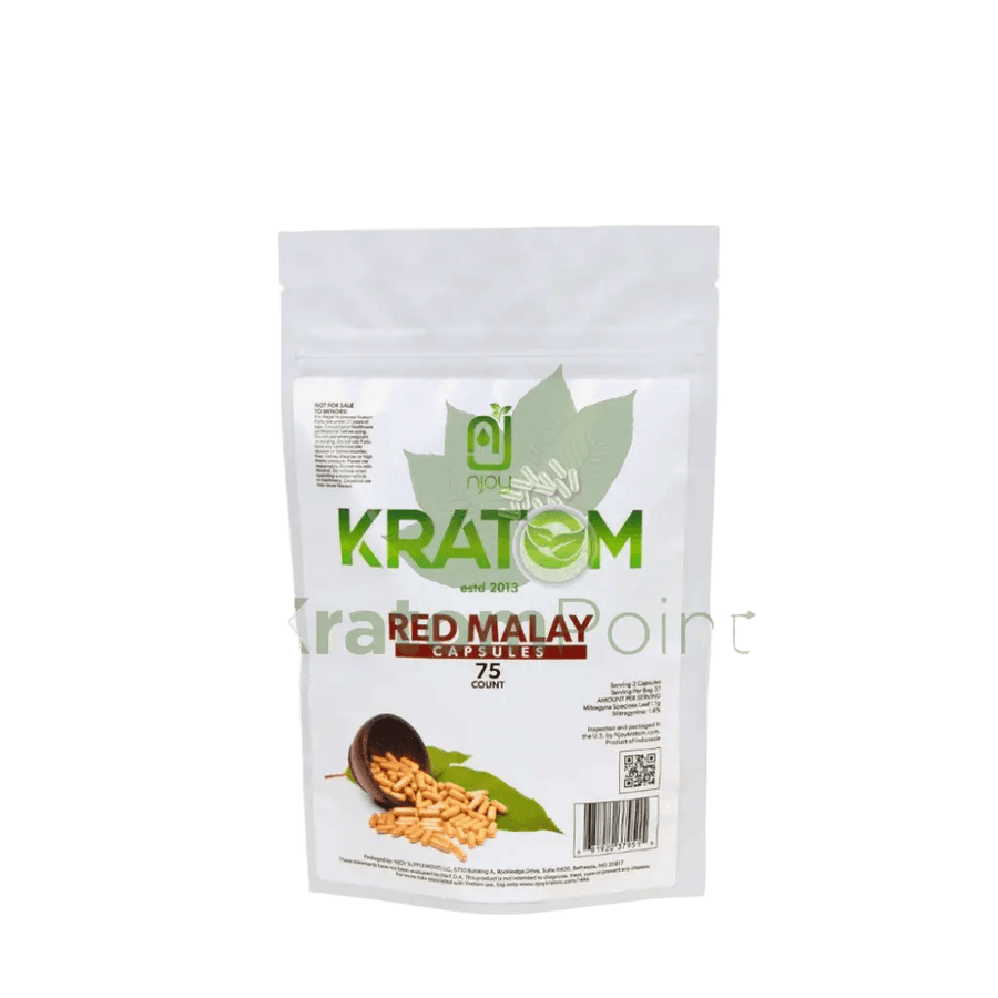 NJOY KRATOM CAPSULES 75CT - MALAY RED VEIN