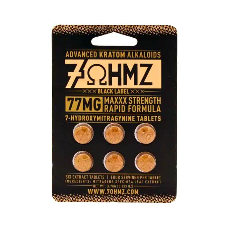 7OHMZ Black Label 7-Hydroxymitragynine Tablets Maxxx Strength Formula 77mg