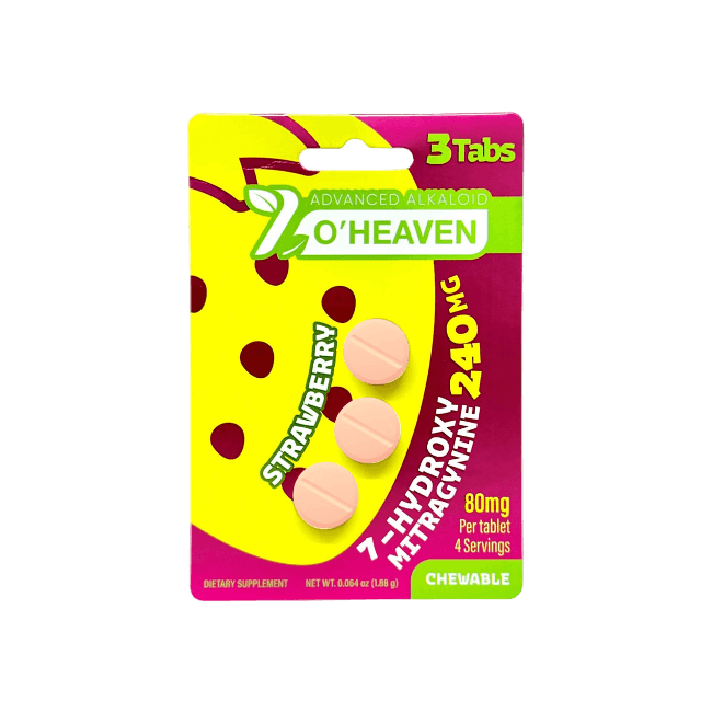 7 O’HEAVEN 7-HYDROXYMITRAGYNINE TABLETS 3CT / 240MG (80MG EACH) – STRAWBERRY