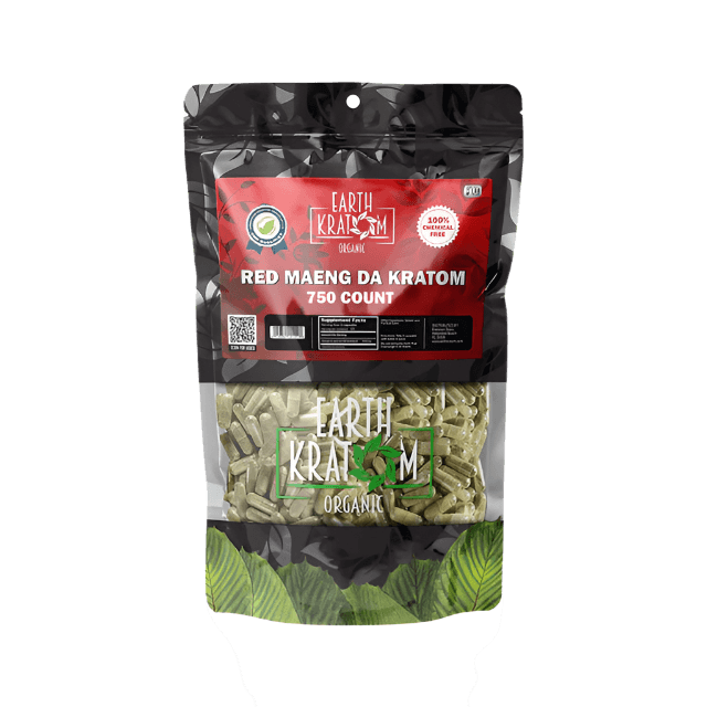 EARTH KRATOM CAPSULES 750CT - MAENG DA RED VEIN
