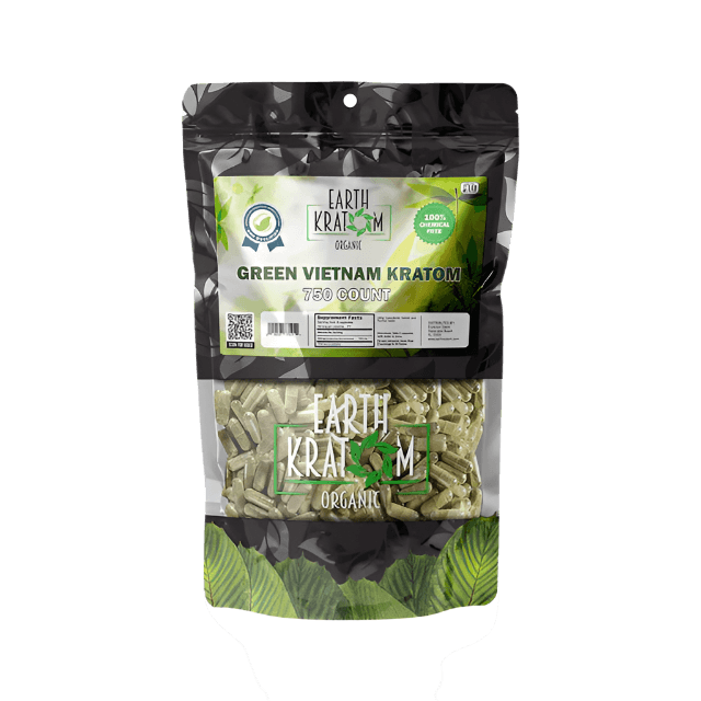 EARTH KRATOM CAPSULES 750CT - VIETNAM GREEN VEIN
