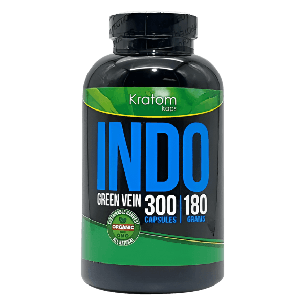 KRATOM KAPS CAPSULES 300CT / 180G - INDO GREEN VEIN