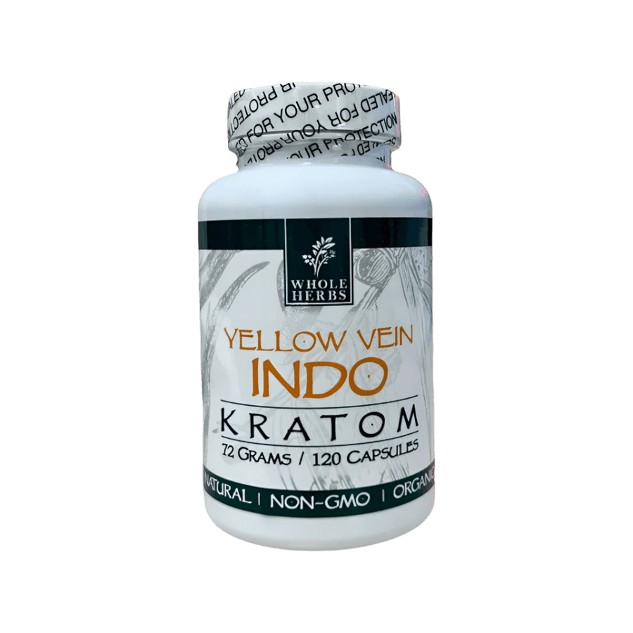 WHOLE HERBS KRATOM CAPSULES 120CT / 72G / 2.5OZ - INDO YELLOW VEIN