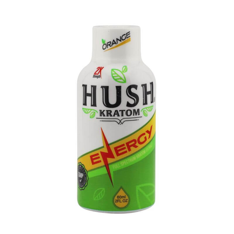 HUSH KRATOM FULL SPECTRUM ENERGY SHOT 2FL OZ 60ML - ORANGE