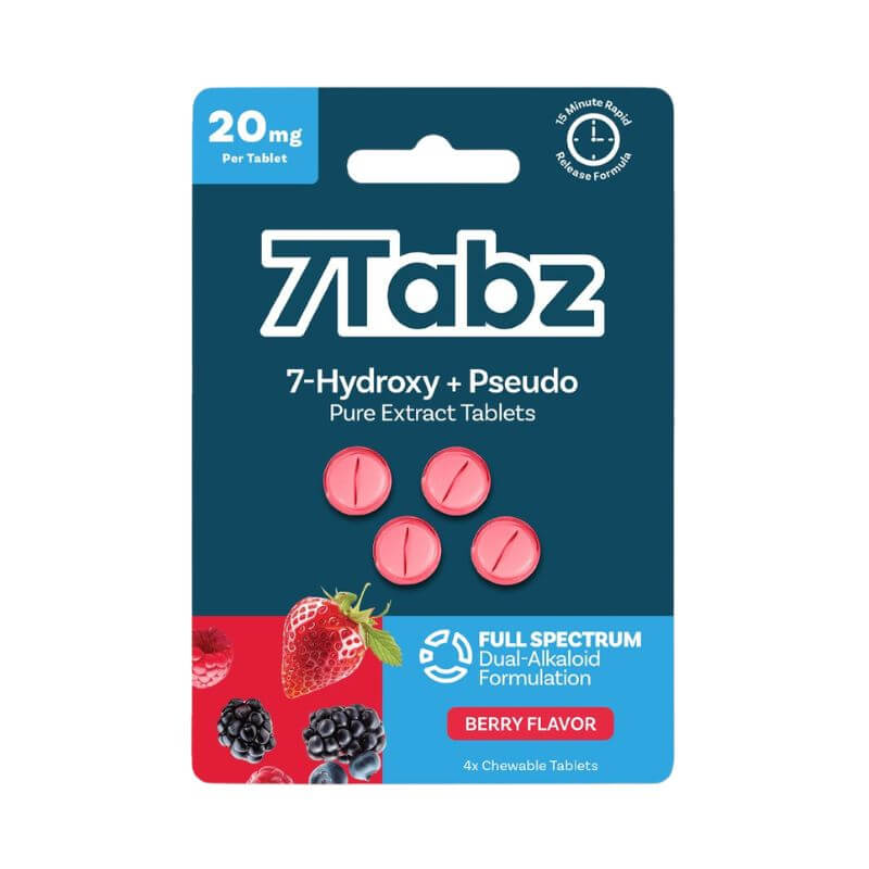 7Tabz Pseudo + 7-Hydroxymitragynine Full Spectrum Dual-Alkaloid Chewable Tablets 4ct 20mg Per Tablet