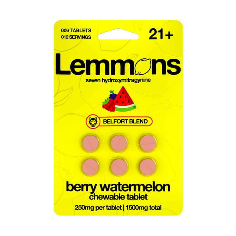 LEMMONS BELFORT BLEND 7-HYDROXYMITRAGYNINE CHEWABLE TABLETS 6CT 250MG PER TABLET