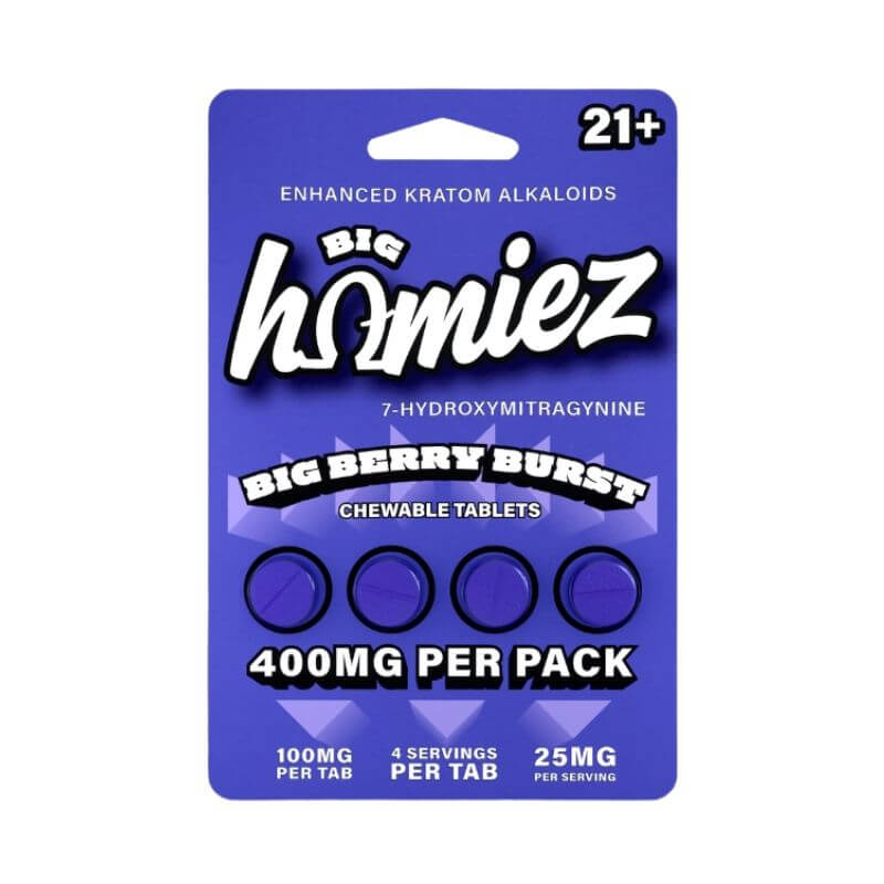 BIG HOMIEZ 7-HYDROXYMITRAGYNINE TABLETS 4CT 100MG PER TABLET