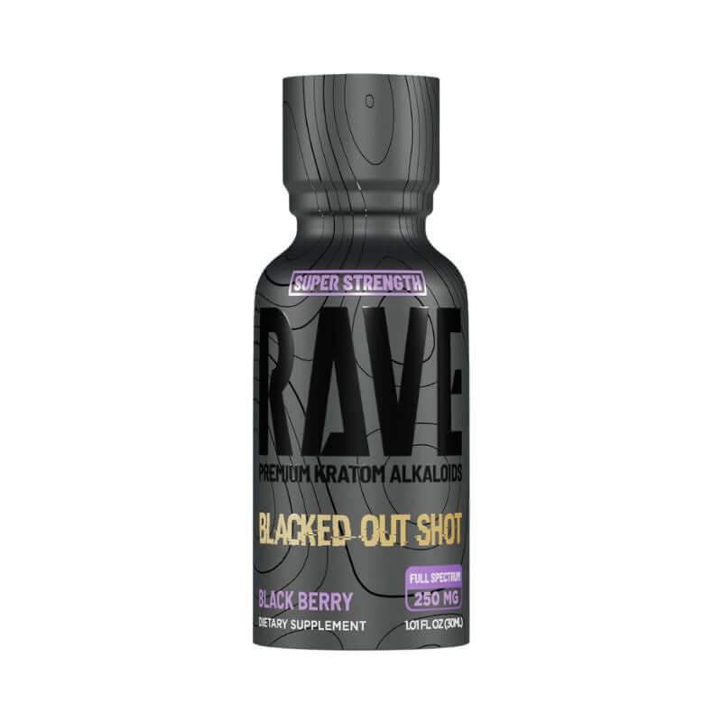 Rave Kratom Super Strength Full Spectrum Blacked Out 250mg Shot - 30ml