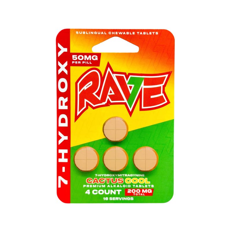 Rave 7-Hydroxymitragynine Sublingual Chewable Tablets 4ct 50mg Per Tablet