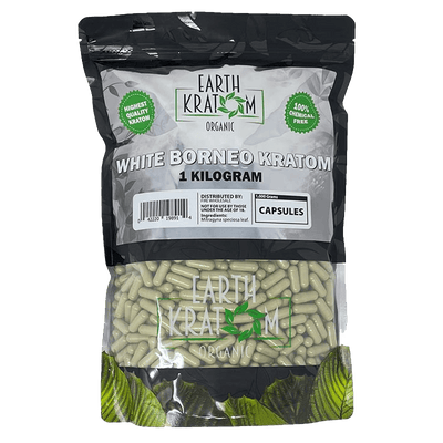 EARTH KRATOM CAPSULES 1000CT - BORNEO WHITE VEIN