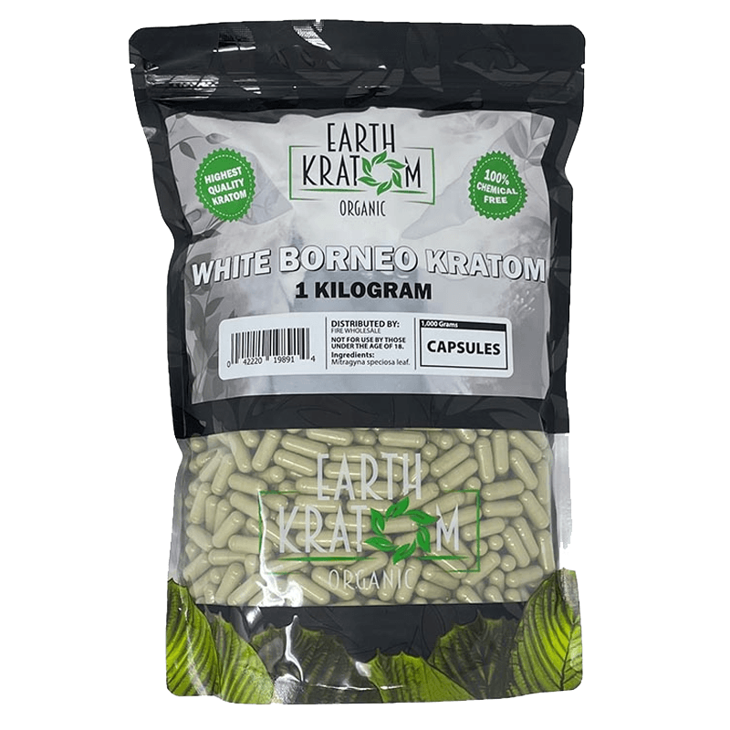 EARTH KRATOM CAPSULES 1000CT - BORNEO WHITE VEIN