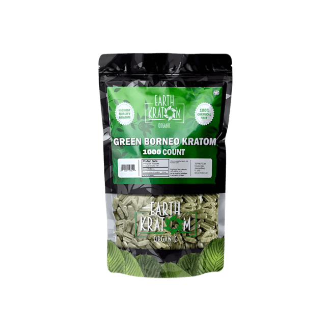 Earth Kratom 1000CT Capsules- Borneo Green Vein