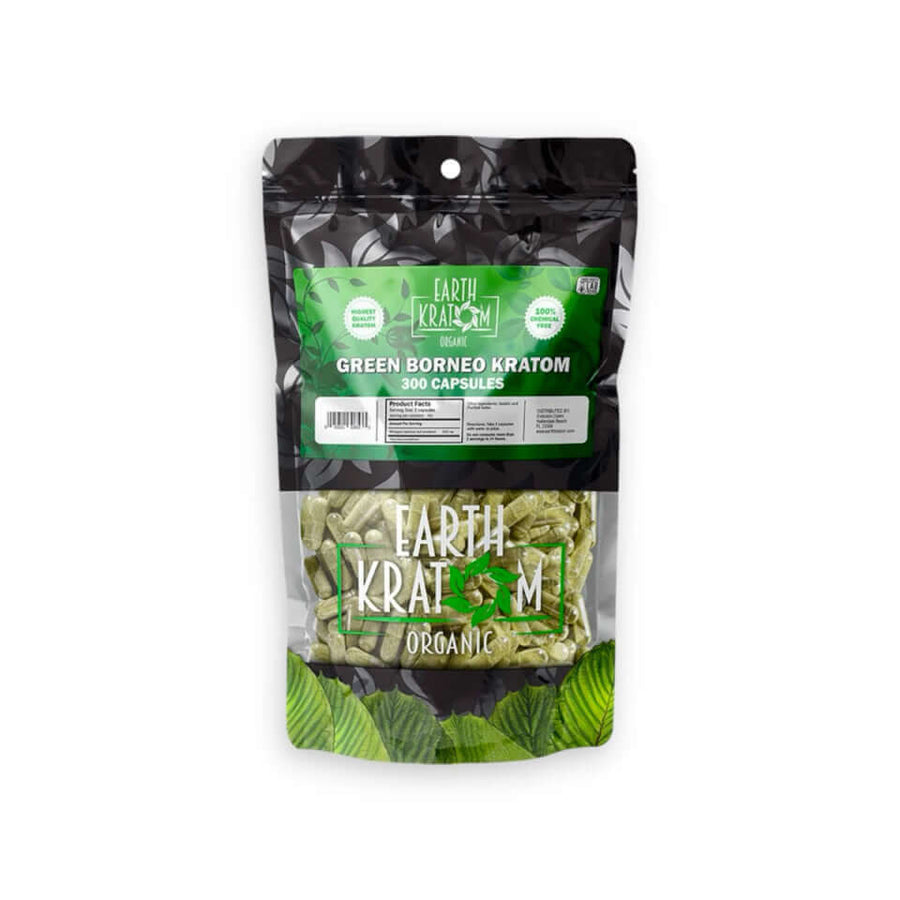 EARTH KRATOM CAPSULES 300CT - BORNEO GREEN VEIN