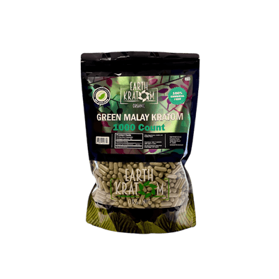 EARTH KRATOM CAPSULES 1000CT - MALAY GREEN VEIN